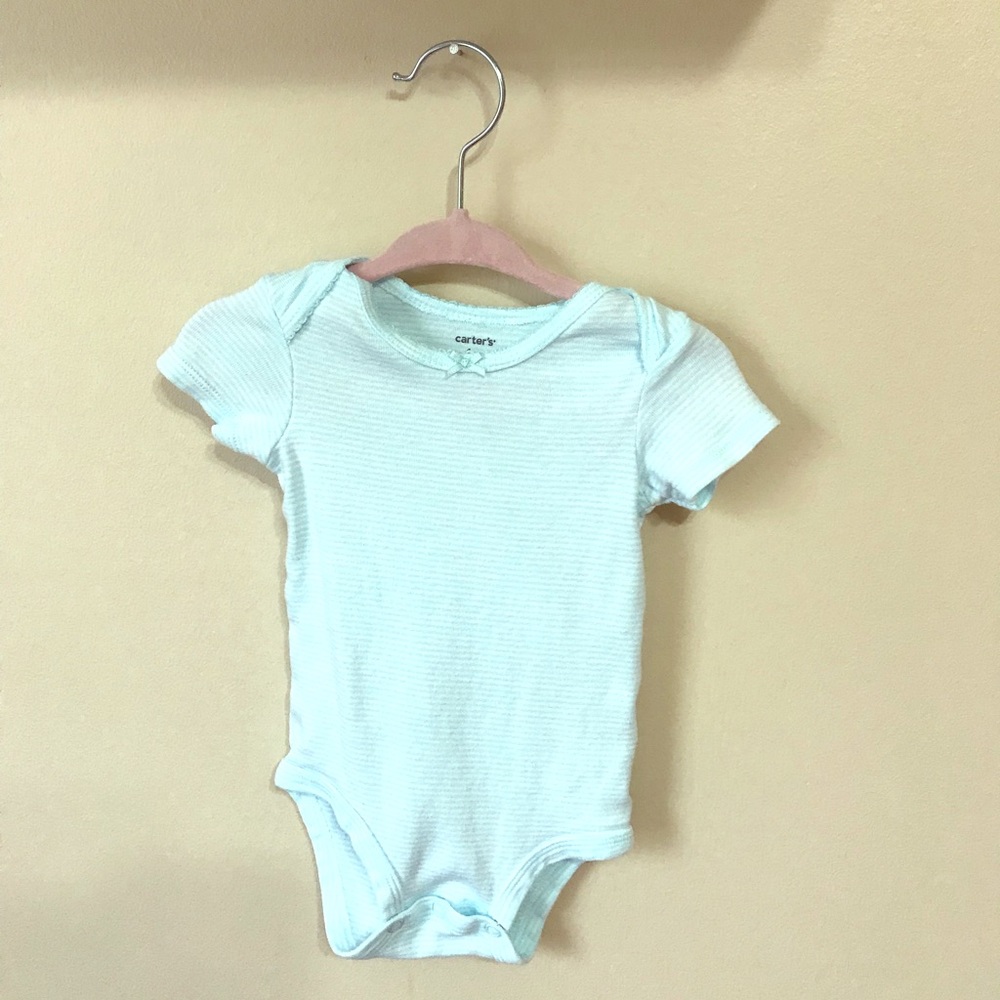 Baby blue strip onesie. Size 6 months.